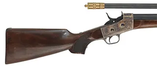 Rolling Block Rifle,
caliber .45-70 Government,  30" octagon barrel,
checkered walnut, repaired wrist, pistol grip, Malcolm telescope,
used, by Davide Pedersoli & Co.